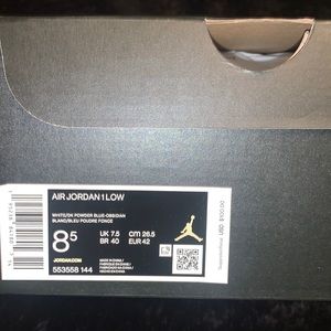 Air Jordan 1 Low - White/DK Powder Blue-Obsidan // Never Worn